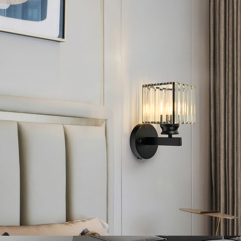 Lámpara de Pared de Cristal | Aplique Moderno de Vidrio y Hierro
