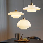 Lámpara Colgante de Vidrio Blanco Mid-Century