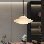 Lámpara Colgante de Vidrio Blanco Mid-Century