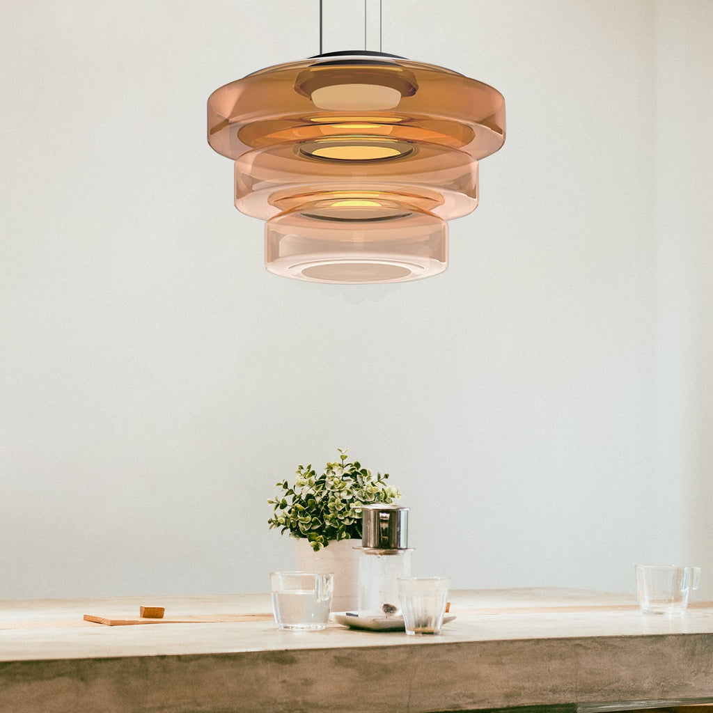 Lámpara Colgante de Vidrio Bauhaus | Lámpara Colgante LED Moderna en Capas