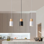 Lámpara Colgante Cilíndrica Macaron Nórdica | Diseño Moderno en Madera y Metal