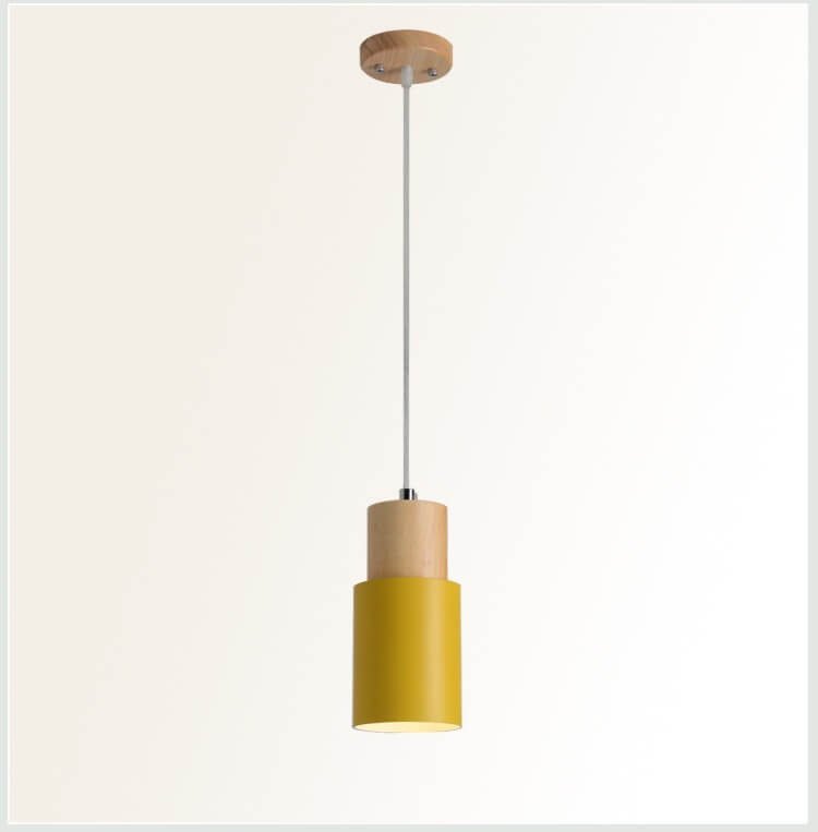 Lámpara Colgante Cilíndrica Macaron Nórdica | Diseño Moderno en Madera y Metal