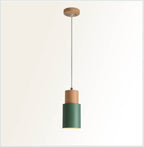 Lámpara Colgante Cilíndrica Macaron Nórdica | Diseño Moderno en Madera y Metal