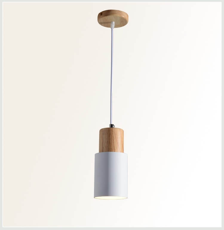 Lámpara Colgante Cilíndrica Macaron Nórdica | Diseño Moderno en Madera y Metal