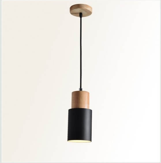 Lámpara Colgante Cilíndrica Macaron Nórdica | Diseño Moderno en Madera y Metal