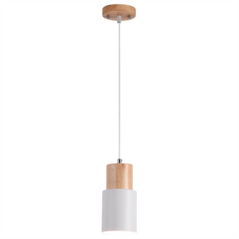 Lámpara Colgante Cilíndrica Macaron Nórdica | Diseño Moderno en Madera y Metal