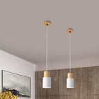 Lámpara Colgante Cilíndrica Macaron Nórdica | Diseño Moderno en Madera y Metal
