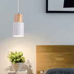 Lámpara Colgante Cilíndrica Macaron Nórdica | Diseño Moderno en Madera y Metal