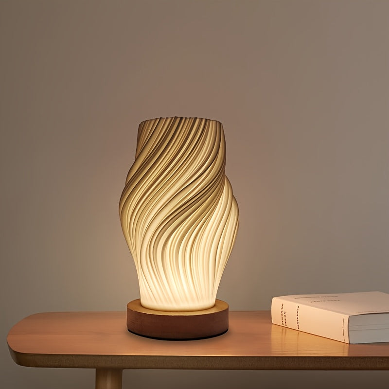 Lámpara de mesa LED moderna con diseño en espiral | Luz minimalista regulable para mesita de noche y escritorio