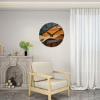 Reloj de Pared Redondo Artístico | Diseño Nórdico con Imitación de Vetado de Madera