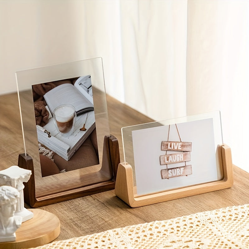 Marco para fotos de acrílico y madera en forma de U | Exhibidor moderno y minimalista