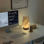 Lámpara de mesa LED moderna con diseño en espiral | Luz minimalista regulable para mesita de noche y escritorio