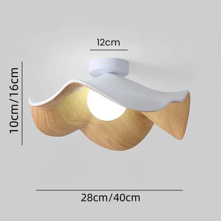 Lámpara de techo escandinava de madera con diseño de loto | Lámpara moderna empotrada de resina y hierro