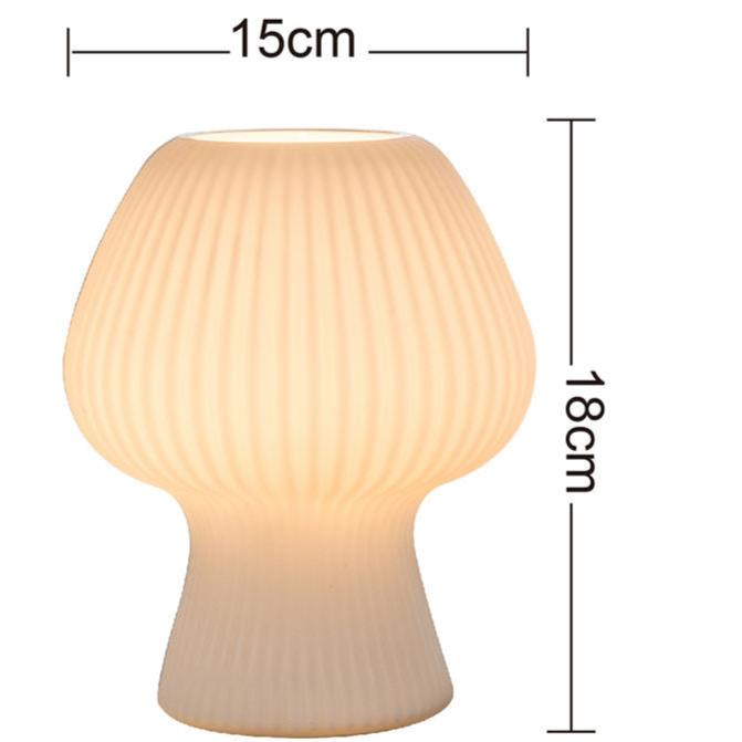 Lámpara de mesa vintage para dormitorio | Lámpara de hongo de vidrio acanalado