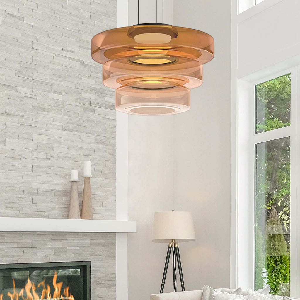 Lámpara Colgante de Vidrio Bauhaus | Lámpara Colgante LED Moderna en Capas