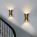 Lámpara de Pared Moderna Negra y Dorada | Lámpara LED Impermeable de Luz Ascendente y Descendente