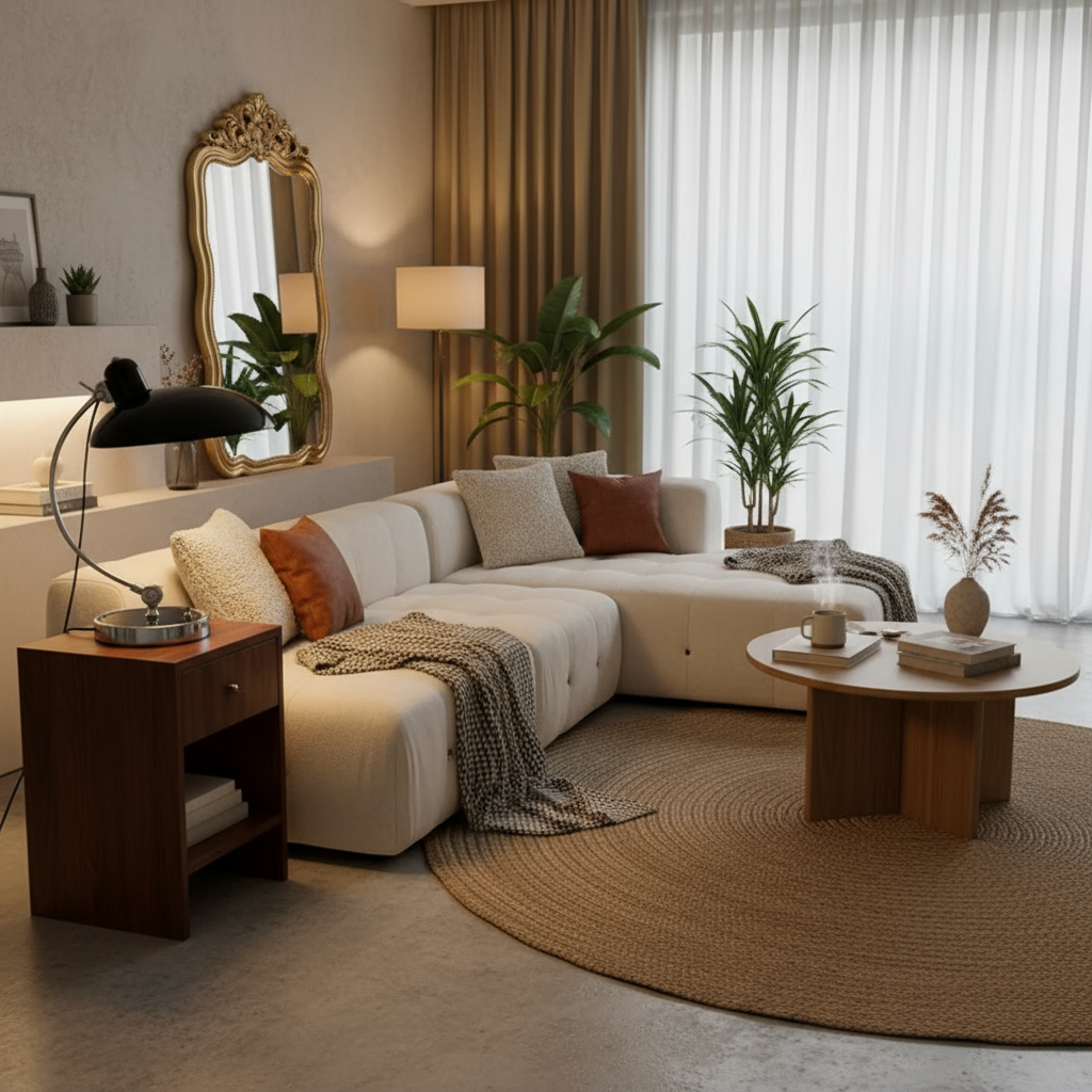 Lámpara de Mesa ScandiArc Curva Estilo Bauhaus