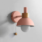 Lámpara de pared con acento de madera nórdica | Luz minimalista con interruptor de tirón
