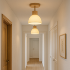 Lámpara de Techo Ailse | Lámpara LED de Madera Natural y Vidrio