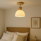 Lámpara de Techo Ailse | Lámpara LED de Madera Natural y Vidrio