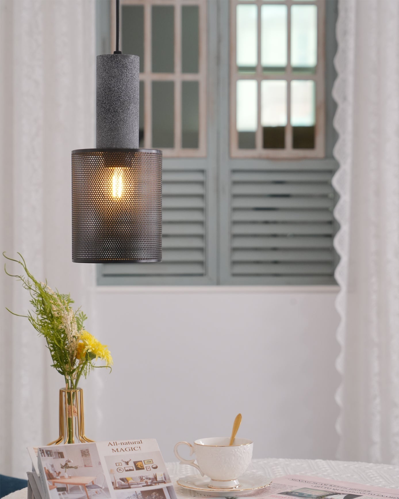 Lámpara Colgante de Concreto Urbana | Lámpara Colgante LED Industrial