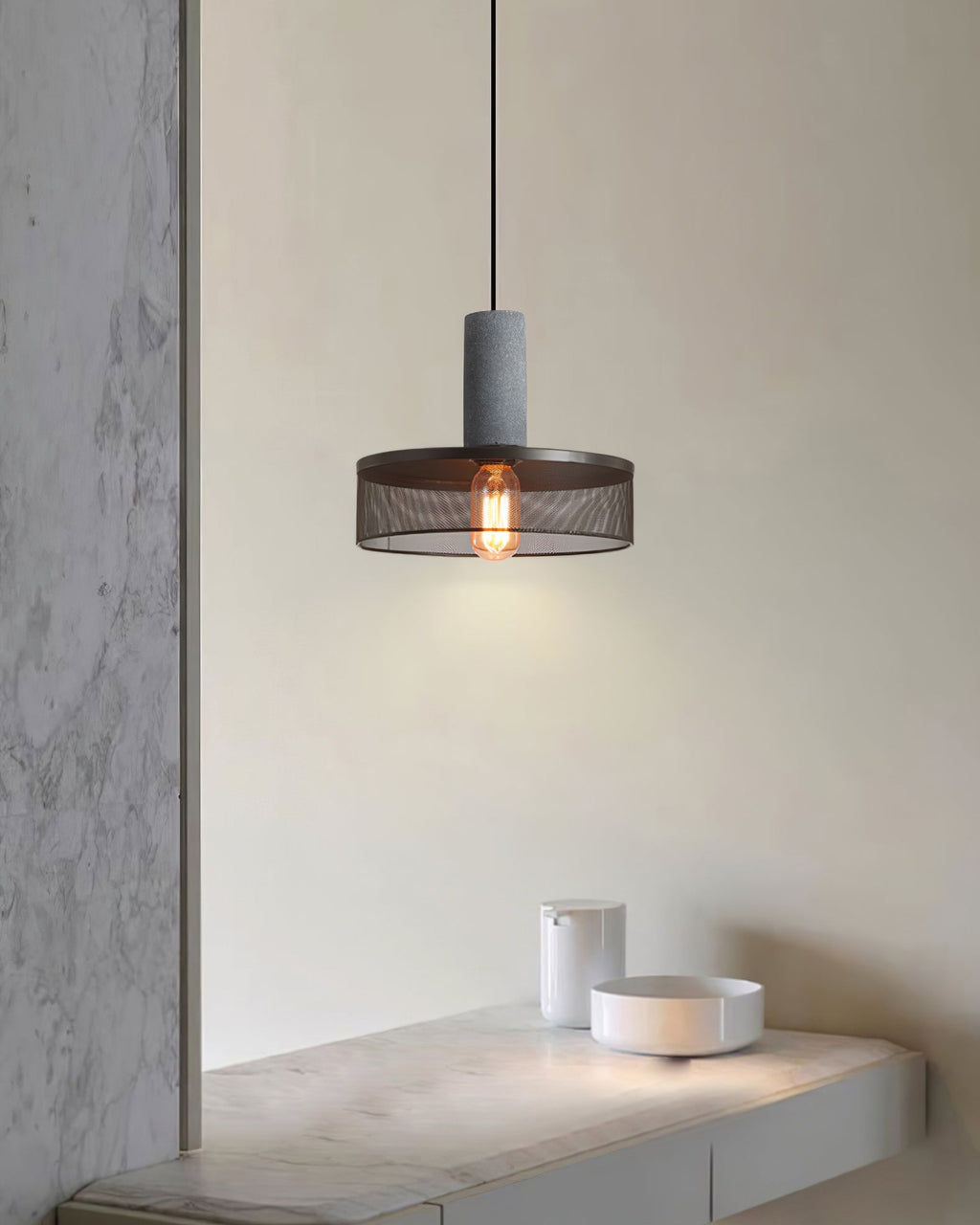 Lámpara Colgante de Concreto Urbana | Lámpara Colgante LED Industrial