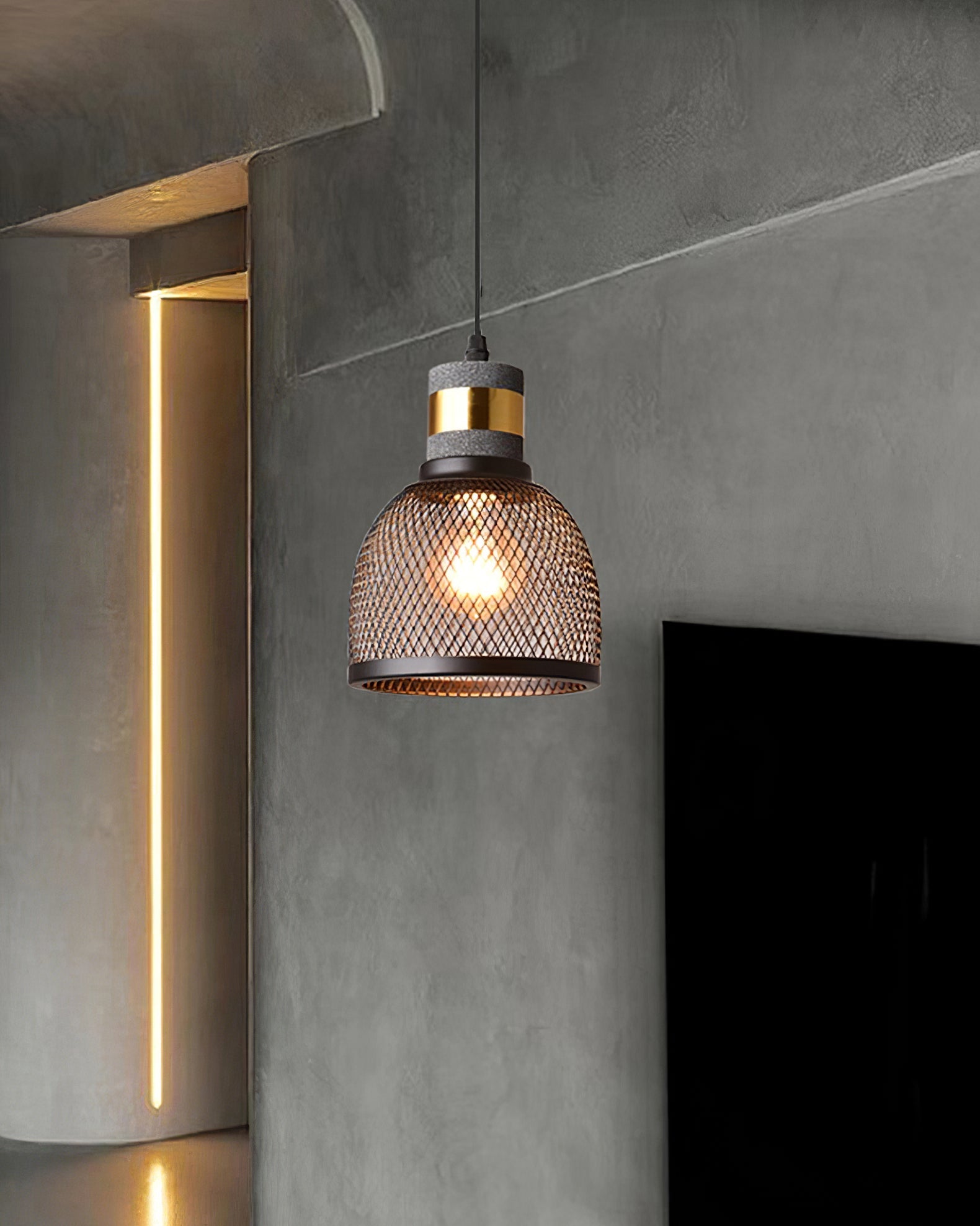 Lámpara Colgante de Concreto Urbana | Lámpara Colgante LED Industrial