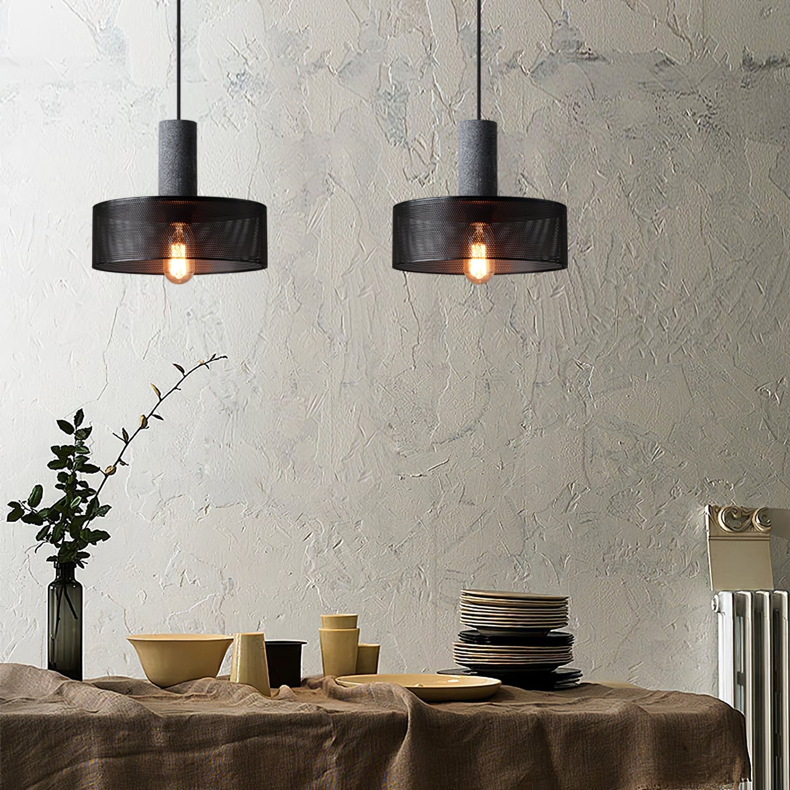 Lámpara Colgante de Concreto Urbana | Lámpara Colgante LED Industrial