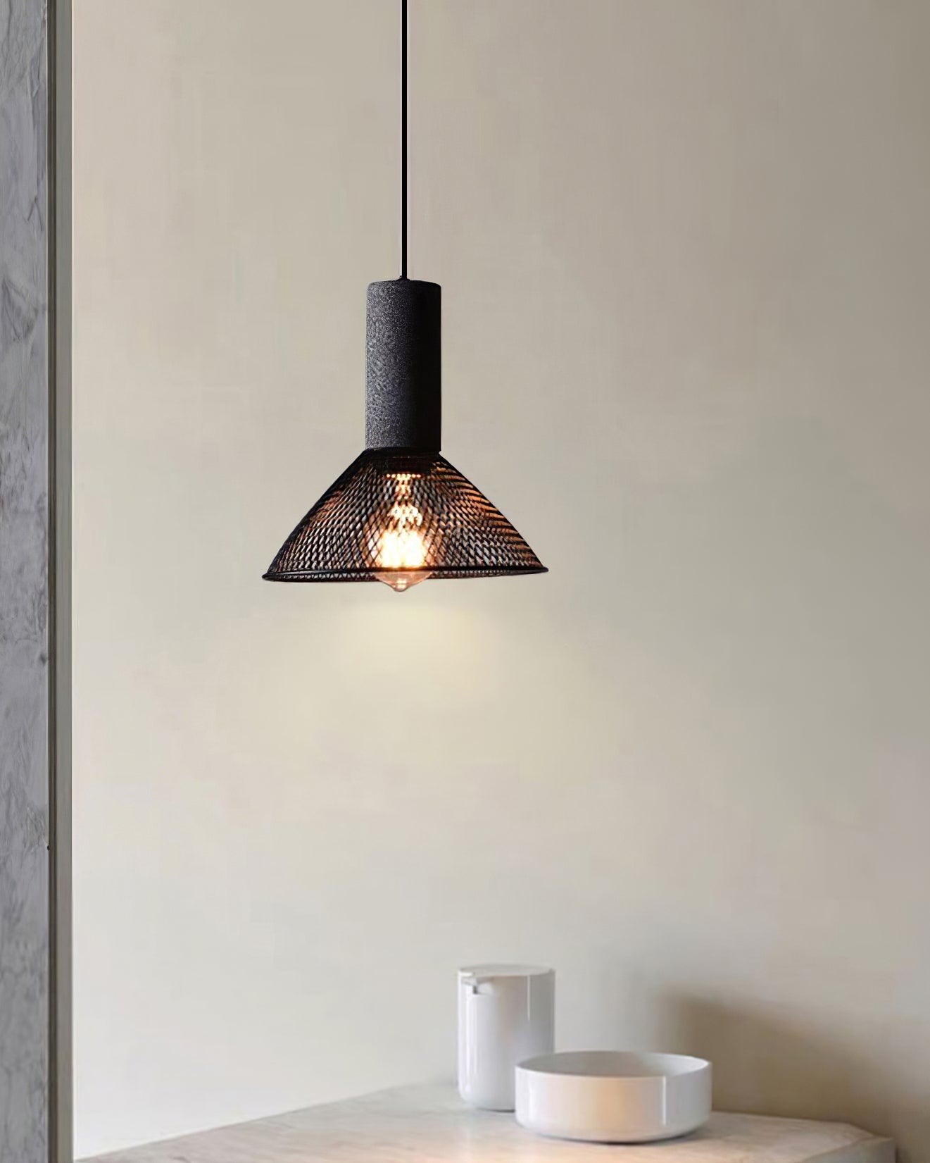 Lámpara Colgante de Concreto Urbana | Lámpara Colgante LED Industrial