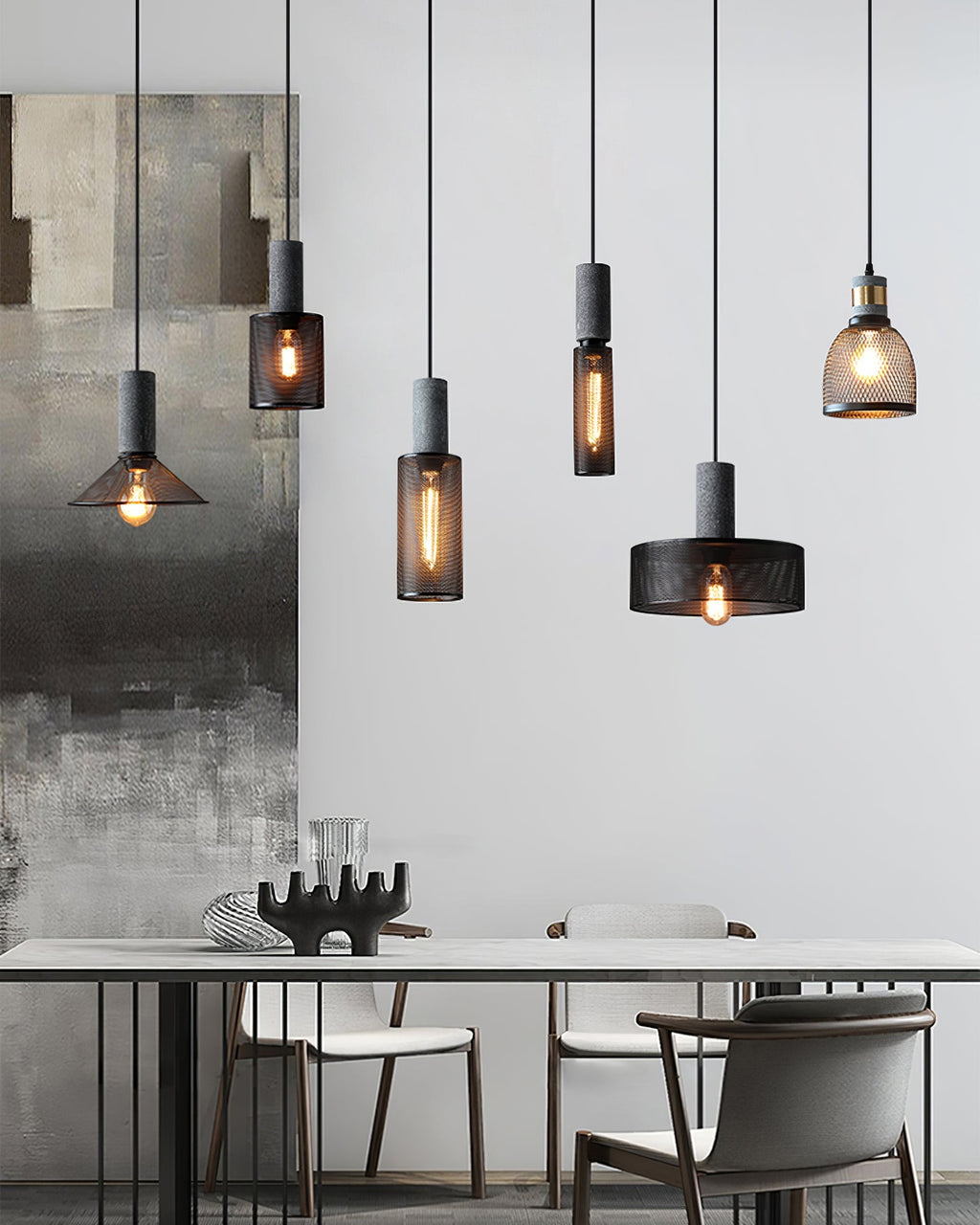 Lámpara Colgante de Concreto Urbana | Lámpara Colgante LED Industrial