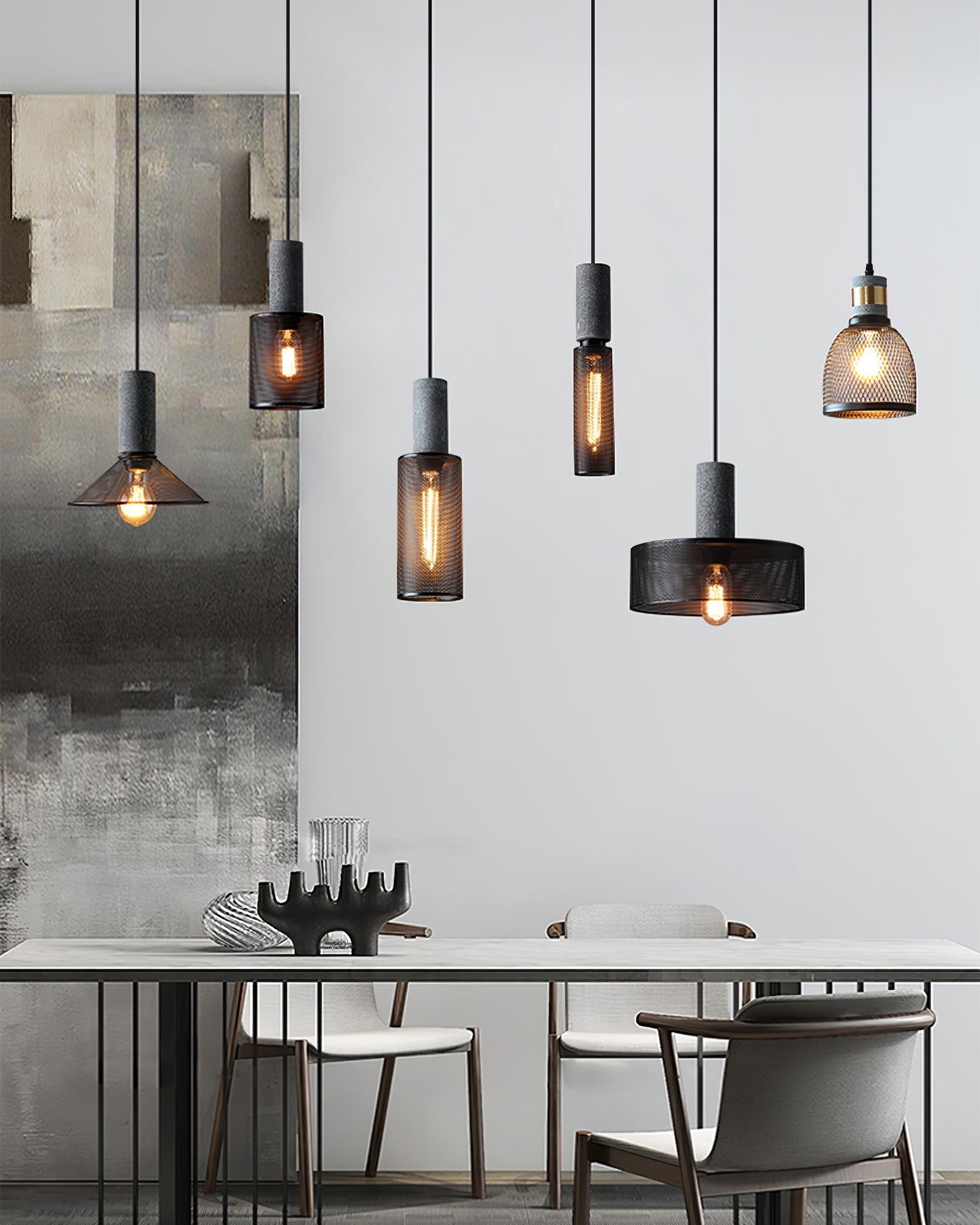 Lámpara Colgante de Concreto Urbana | Lámpara Colgante LED Industrial