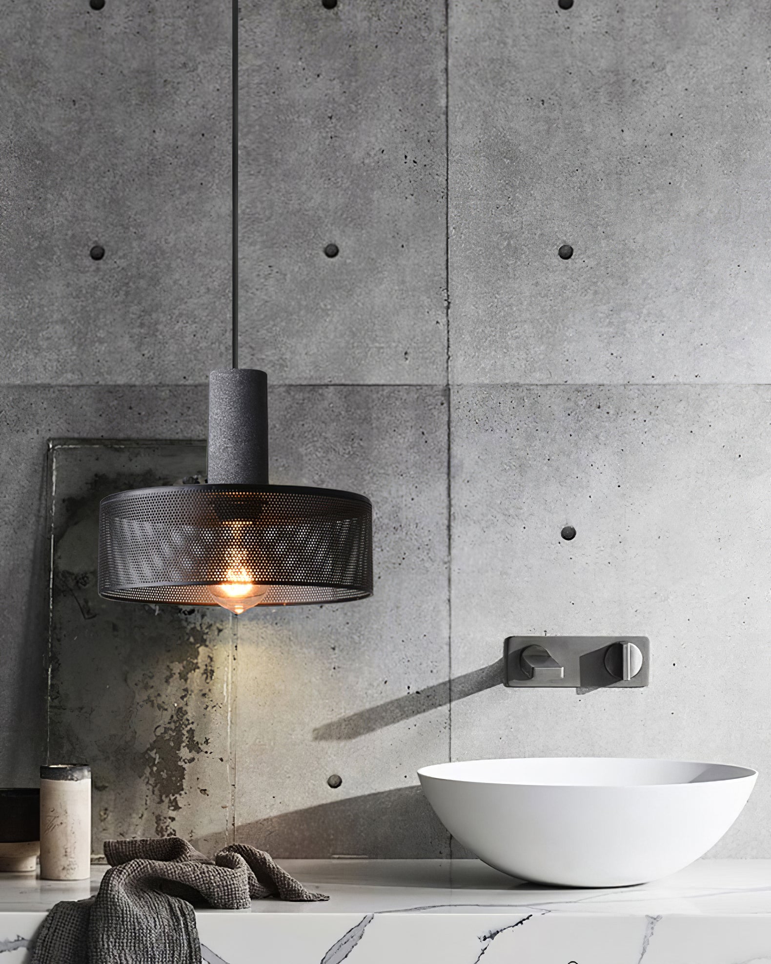 Lámpara Colgante de Concreto Urbana | Lámpara Colgante LED Industrial
