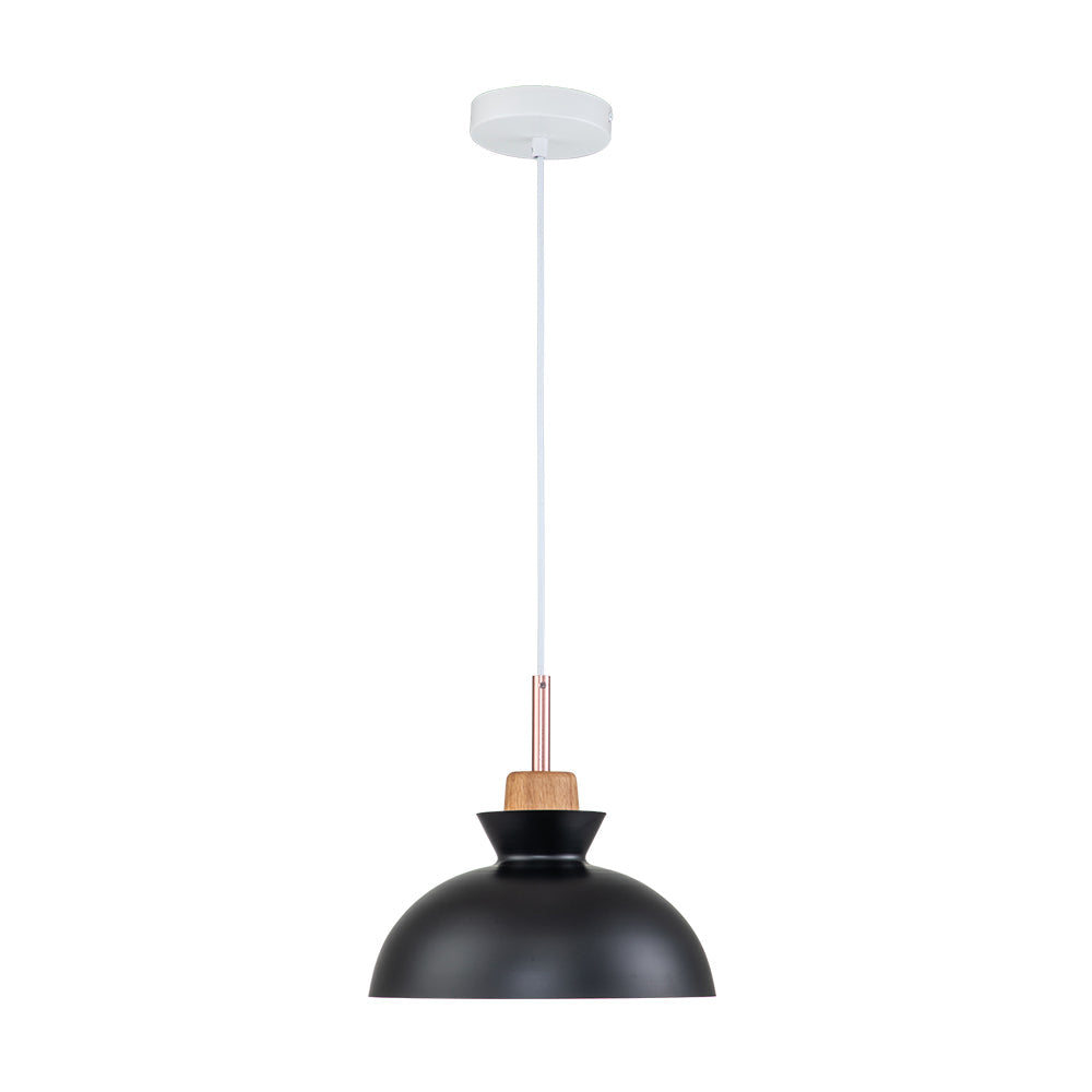 Lámpara colgante moderna de un solo foco con cúpula | Lámpara colgante de metal escandinava