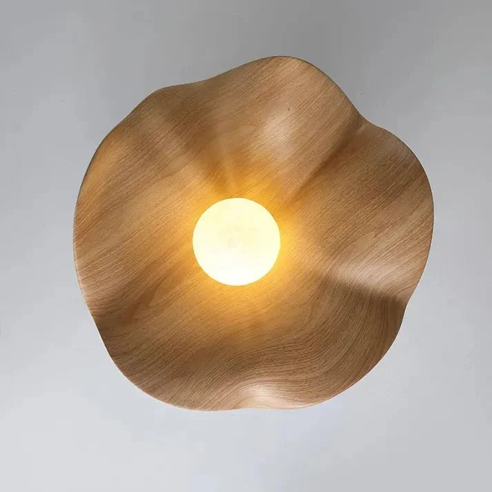 Lámpara de techo escandinava de madera con diseño de loto | Lámpara moderna empotrada de resina y hierro