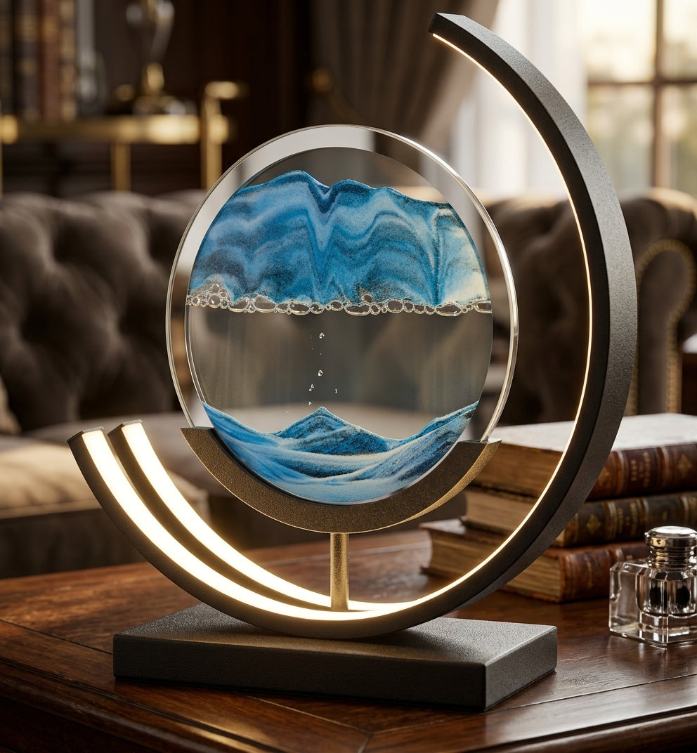 Lámpara de Arena en Movimiento 3D — Cuadro de Arena Dinámica Regulable para Decoración del Hogar, Salón y Regalo Original