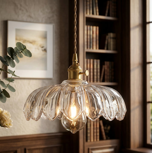 Lámpara Colgante Nórdica Vintage de Vidrio — Araña LED Regulable con Altura Ajustable, Varios Colores para Salón y Comedor