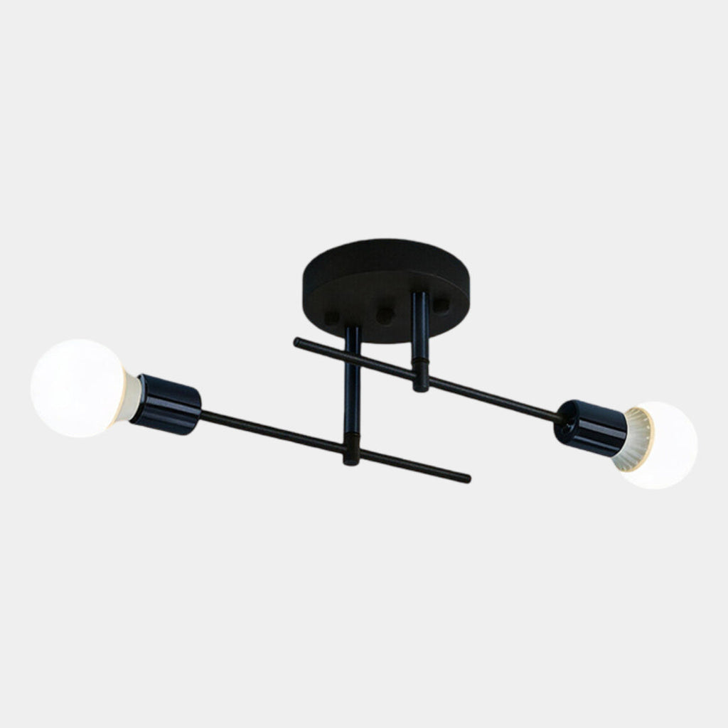 Lámpara de techo moderna de 2 luces | Lámpara de techo empotrada negra y dorada
