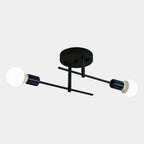 Lámpara de techo moderna de 2 luces | Lámpara de techo empotrada negra y dorada