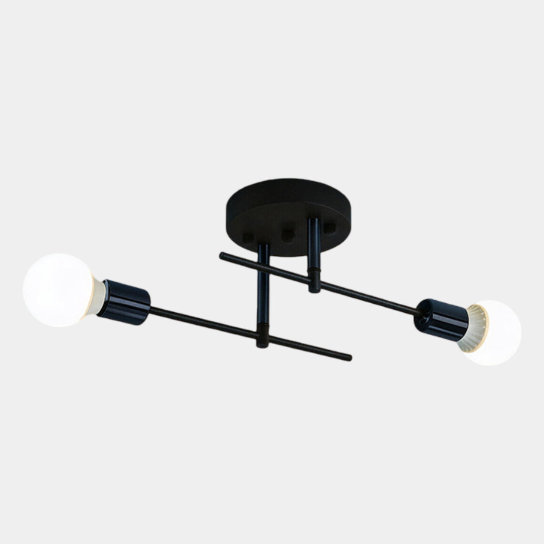 Lámpara de techo moderna de 2 luces | Lámpara de techo empotrada negra y dorada