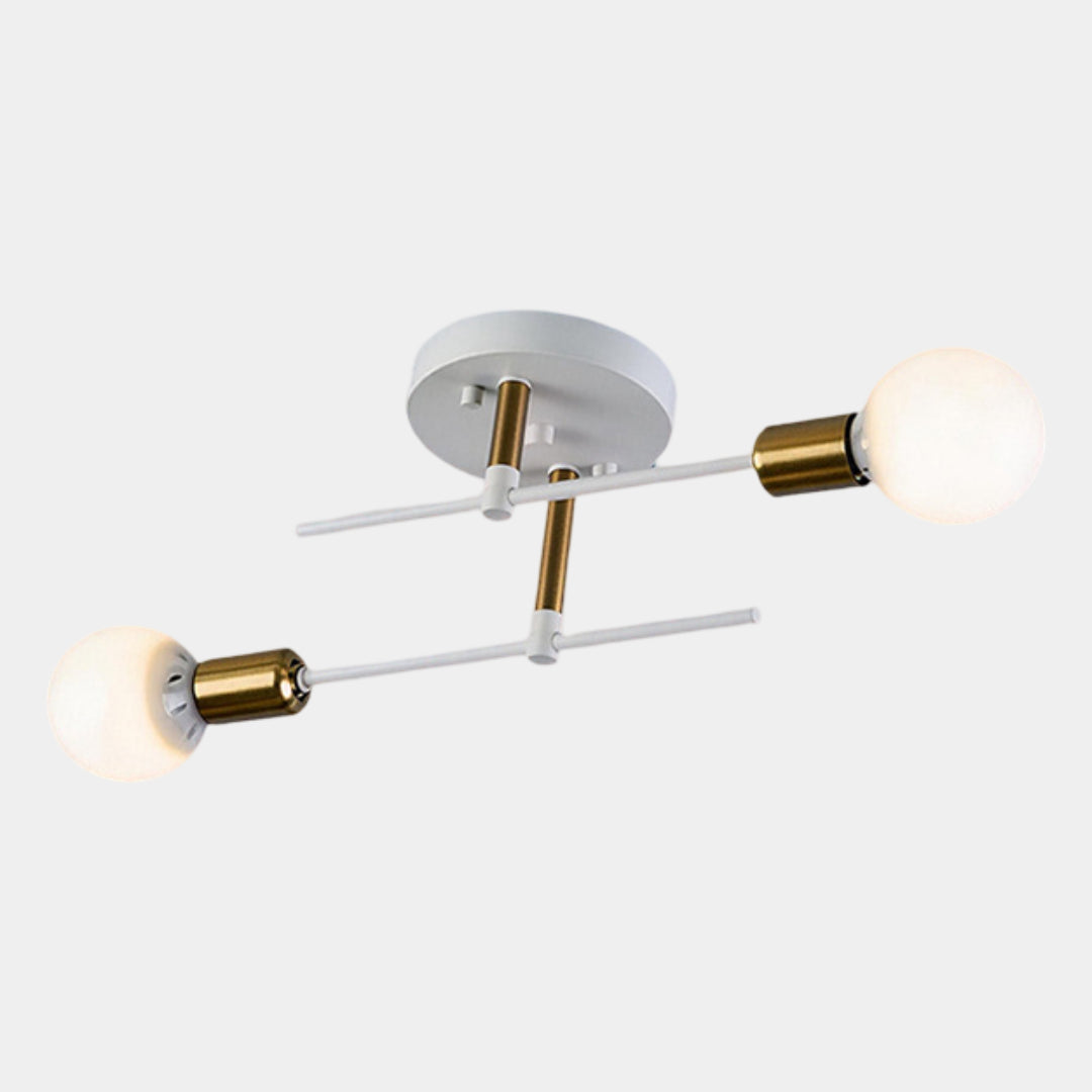 Lámpara de techo moderna de 2 luces | Lámpara de techo empotrada negra y dorada