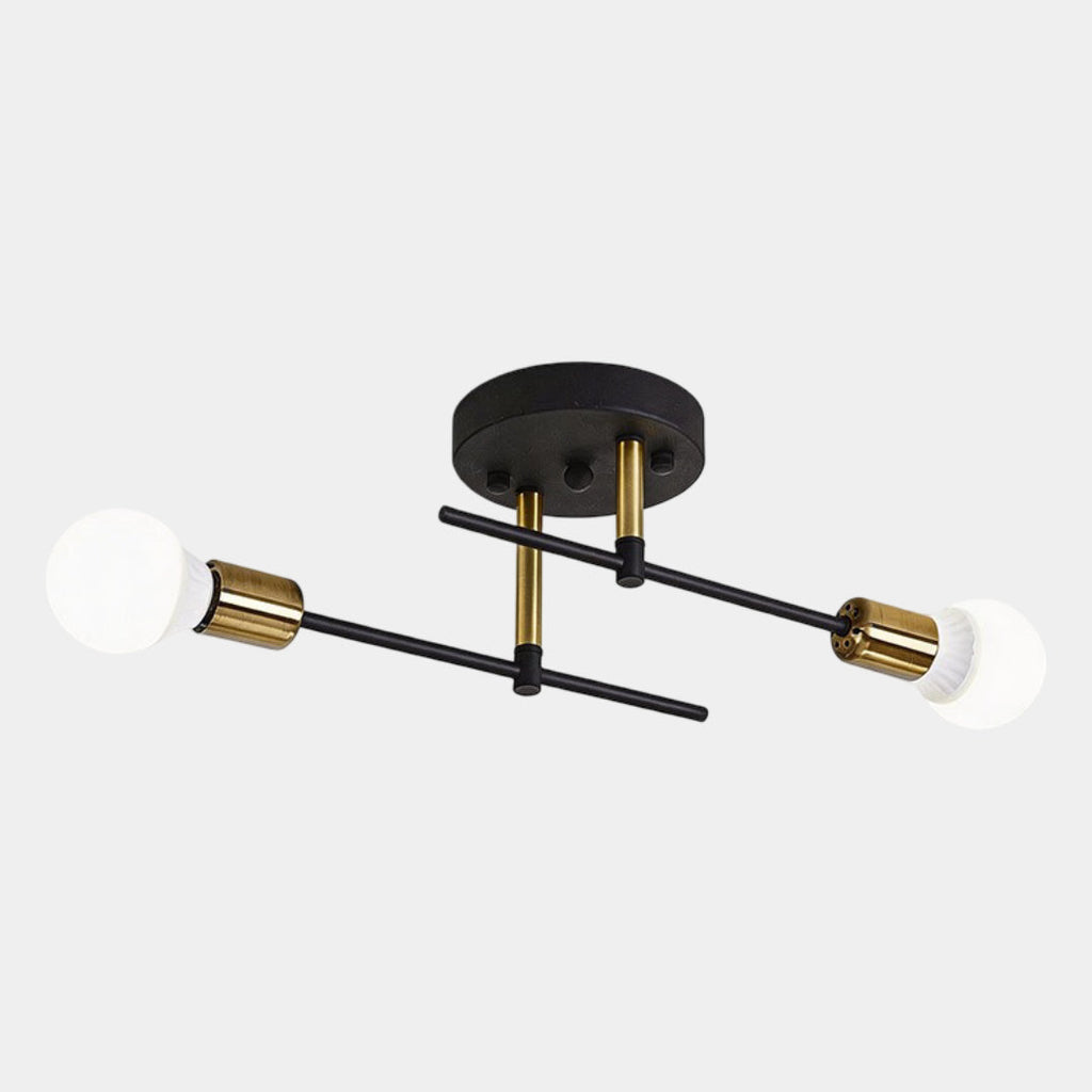 Lámpara de techo moderna de 2 luces | Lámpara de techo empotrada negra y dorada