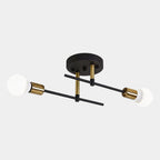 Lámpara de techo moderna de 2 luces | Lámpara de techo empotrada negra y dorada