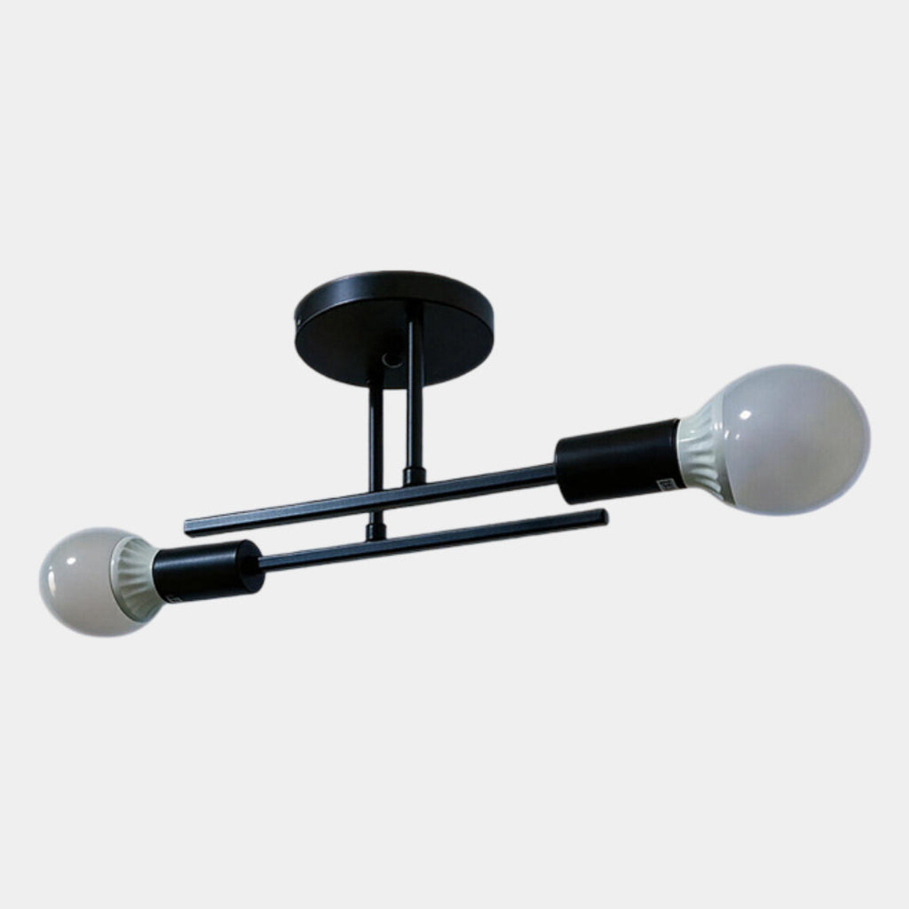Lámpara de techo moderna de 2 luces | Lámpara de techo empotrada negra y dorada