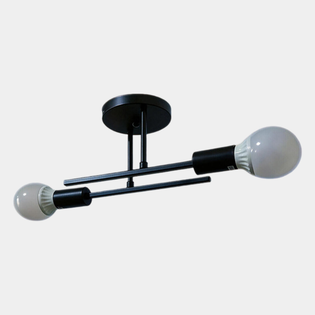 Lámpara de techo moderna de 2 luces | Lámpara de techo empotrada negra y dorada