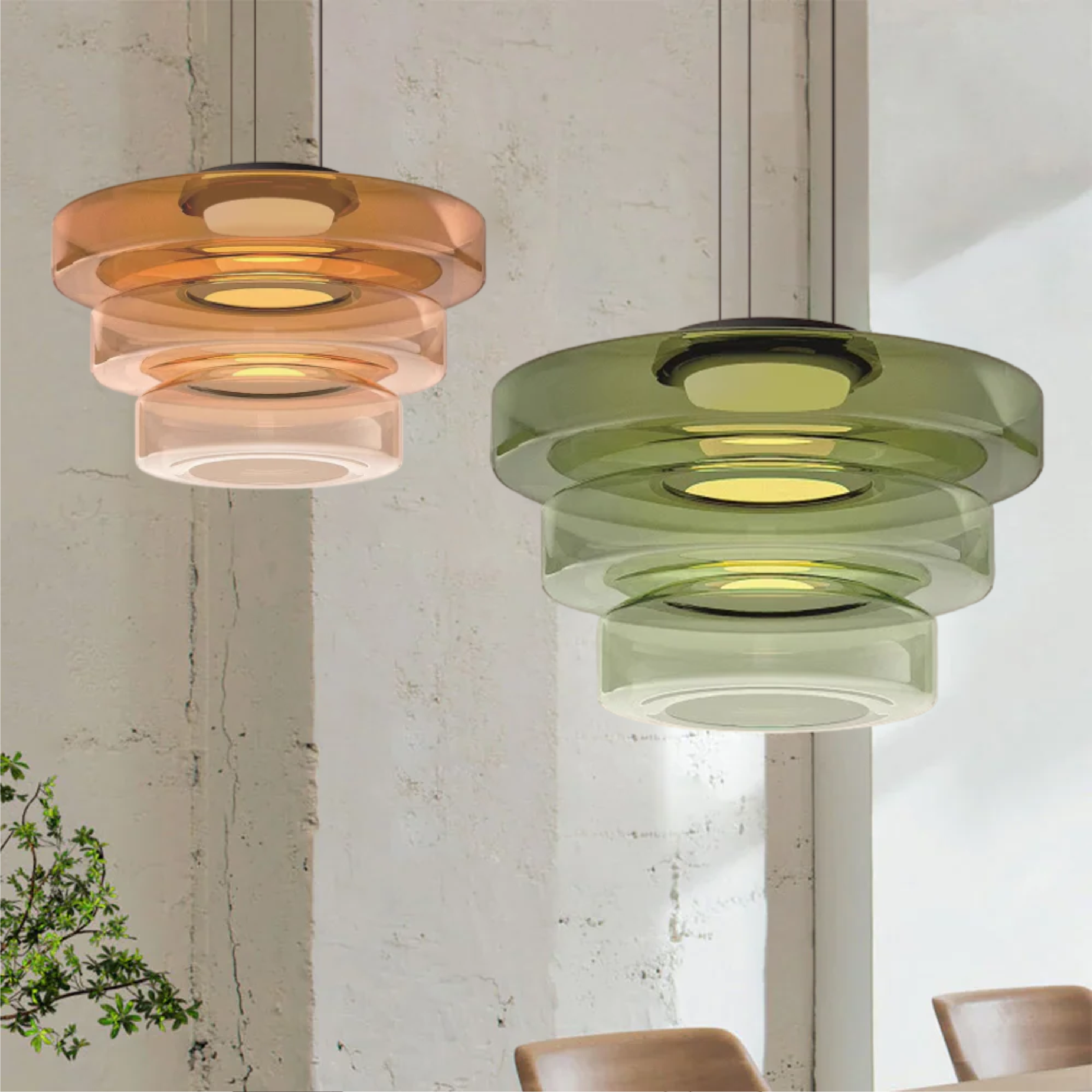 Lámpara colgante de vidrio | Luz colgante estilo Bauhaus