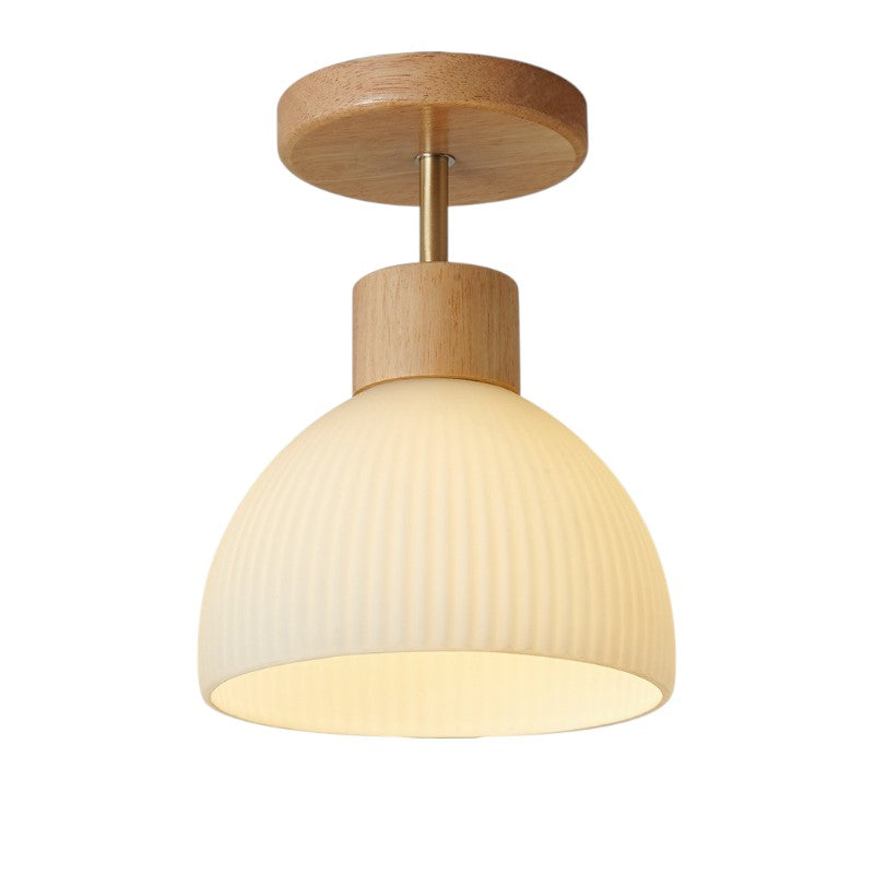 Lámpara de Techo Ailse | Lámpara LED de Madera Natural y Vidrio