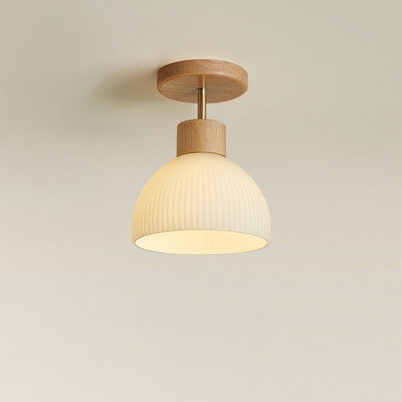 Lámpara de Techo Ailse | Lámpara LED de Madera Natural y Vidrio
