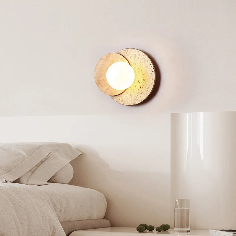 Lámpara de Pared de Piedra Wabi-Sabi | Diseño Moderno con Textura Natural