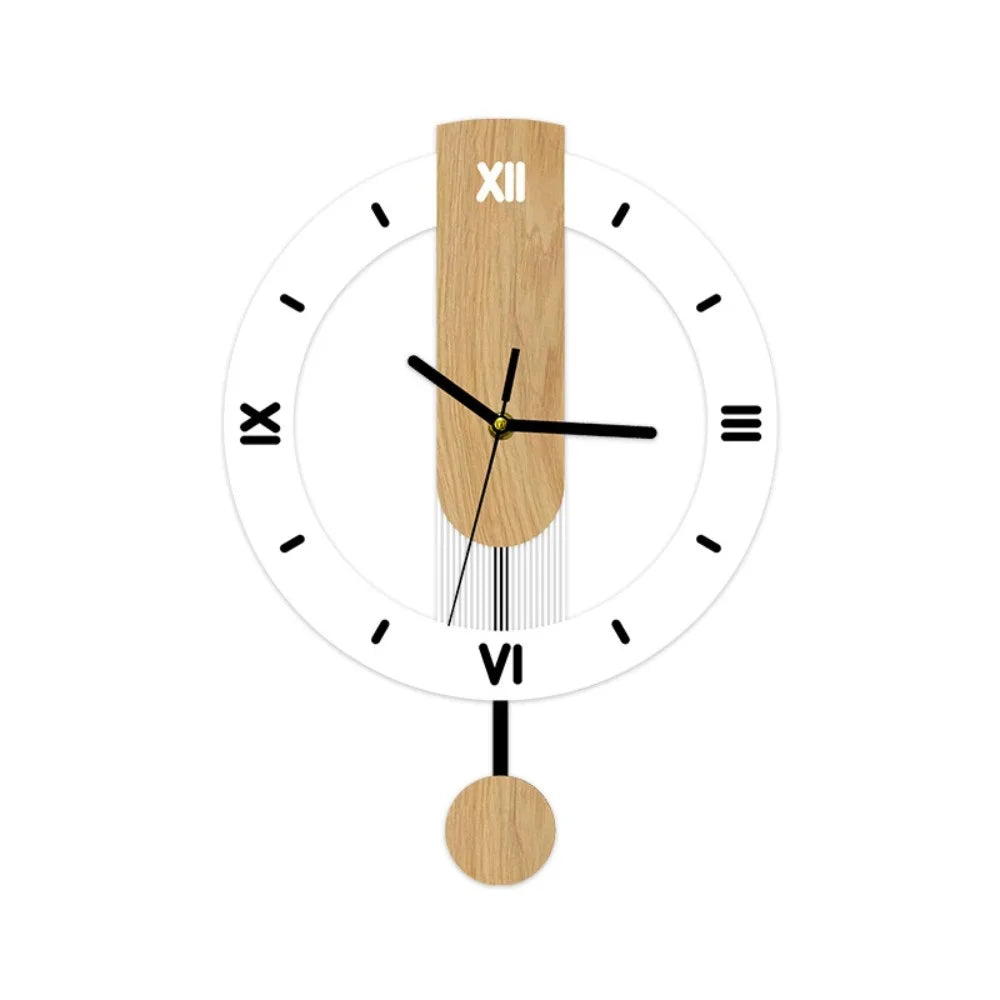 Reloj de Pared Minimalista con Péndulo | Diseño Moderno en Acrílico y Madera