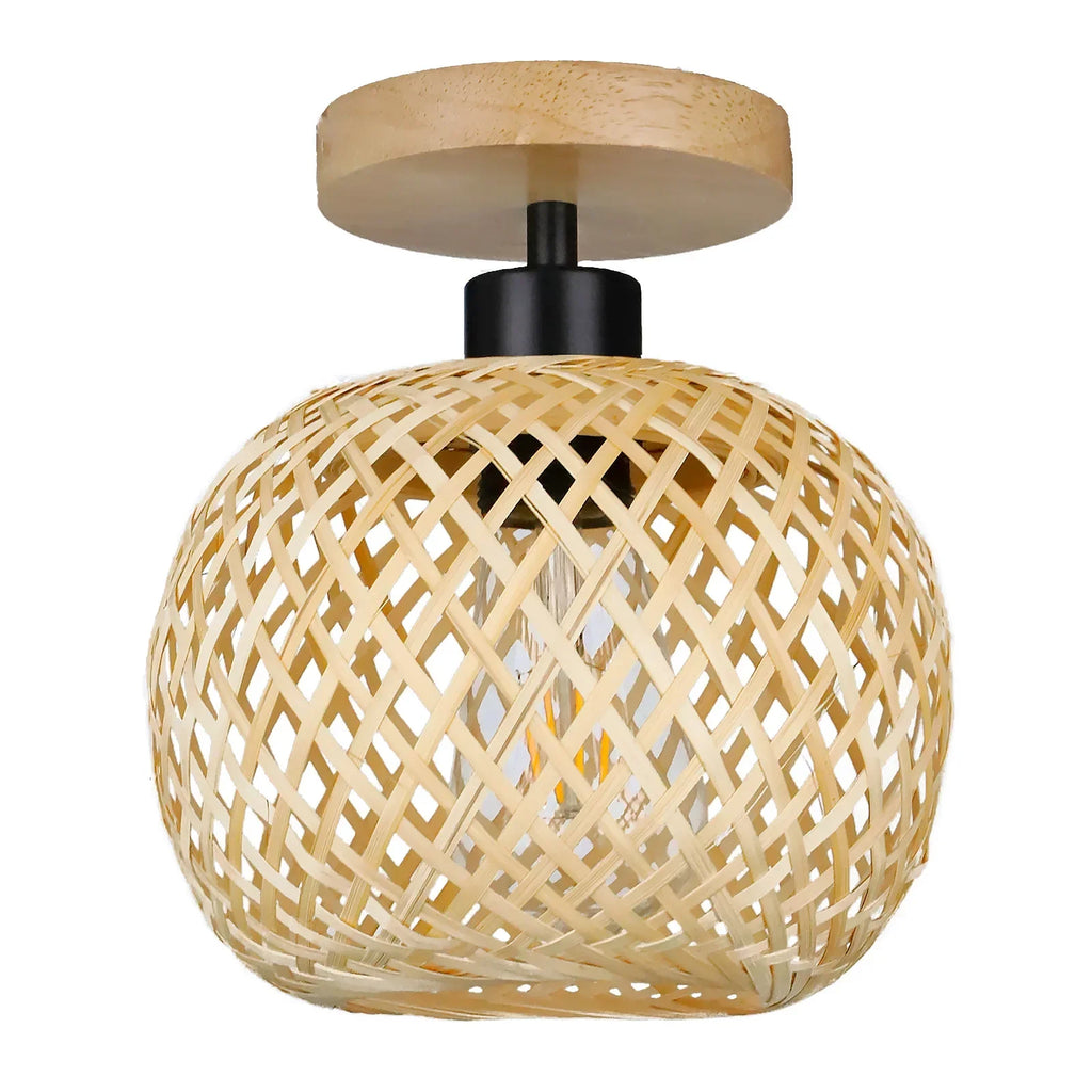 Lámpara de Techo Natura Bamboo | Lámpara LED de Ratán Tejido a Mano